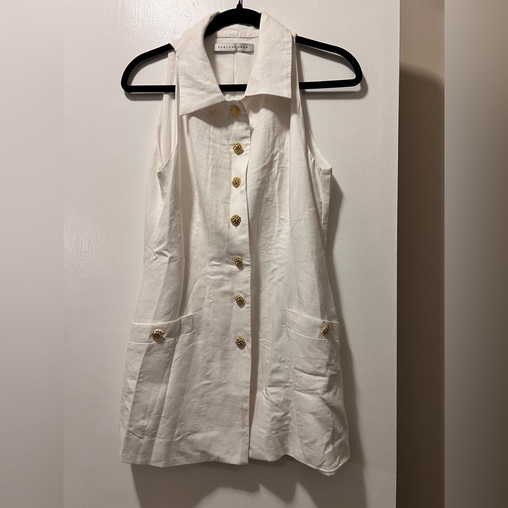 NWOT Endless Rose Sleeveless Collared Mini Dress, Size Small
